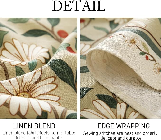 ISAENNE Designer Vintage Linen Green Rectangular Tablecloth,79"x55"-Brune | French Elegant Table Cloth Rectangle Table,Floral Pattern,Heavyweight,Decor,Dining Room,Tea Party,Kitchen,Thanksgiving