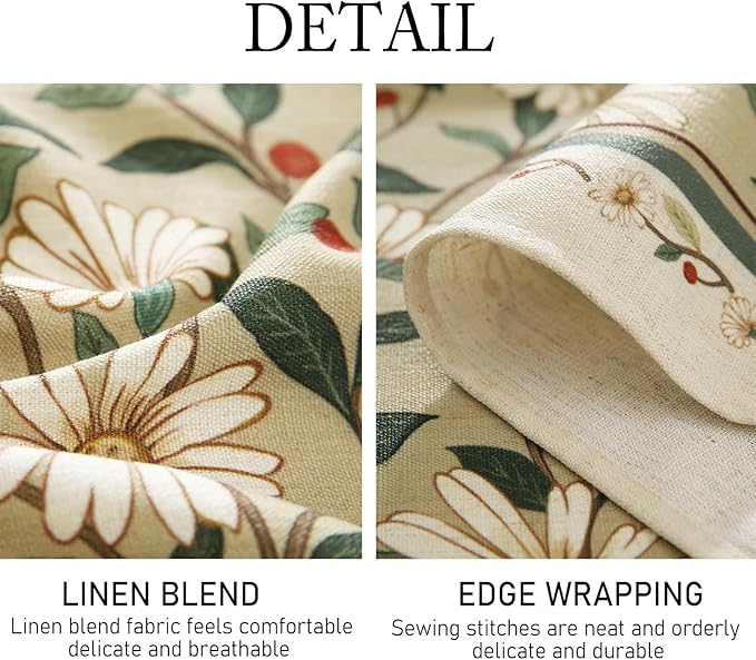 ISAENNE Designer Vintage Linen Green Square Small Tablecloth,55"x55"-Brune | French Elegant Beautiful Table Cloth,Floral Pattern,Heavyweight,Decoration,Dining Room,Tea Party,Kitchen,Thanksgiving