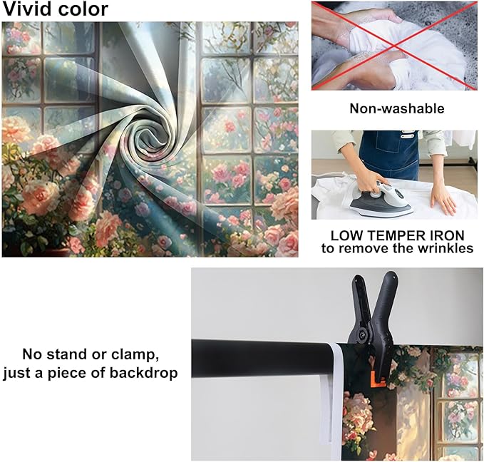 Baocicco 8x6.5ft Window Floral Backdrop Photography Flowers Wedding Bridal Shower Photography Background Retro Oil Painting Flower Banner for Girls Women Birthday Newborn Party Decorations Props