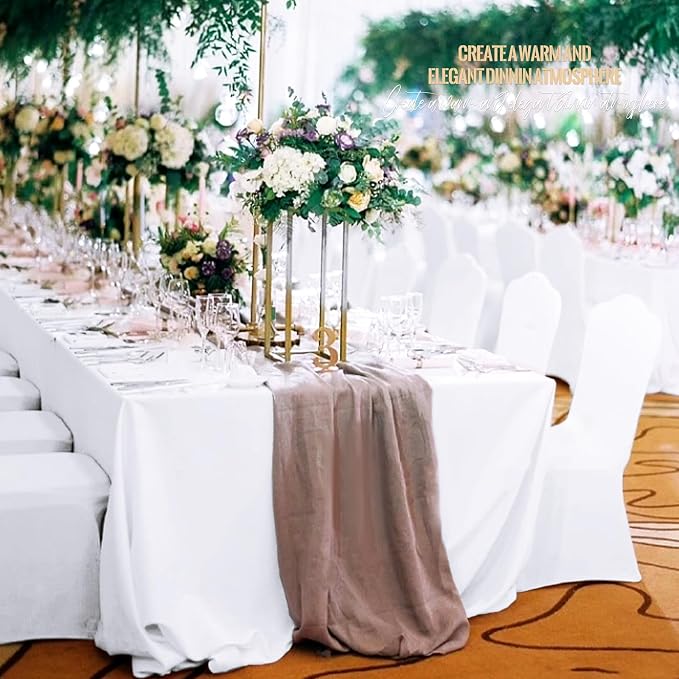 12 Pack White Tablecloths for 8ft Rectangle Tables 90 x 156 Inch - Polyester Table Cover Stain and Wrinkle Resistant Washable Fabric Table Clothes for Wedding Party Banquet Reception Restaurant