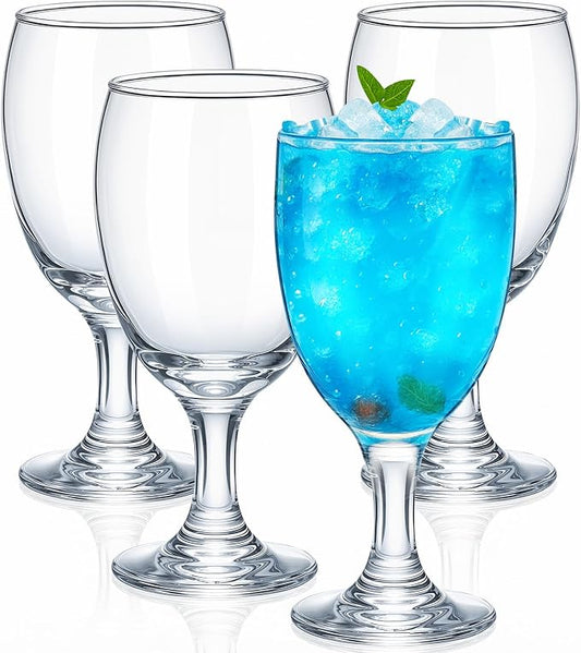 Patelai Set of 4 Water Goblet, 16 oz Clear Drinking Glasses Bulk Dishwasher Safe, Stemmed Water Glass for Juice Wine Beer Tea Sangria Cold Beverages, Reusable Glassware for Home Party Restaurant