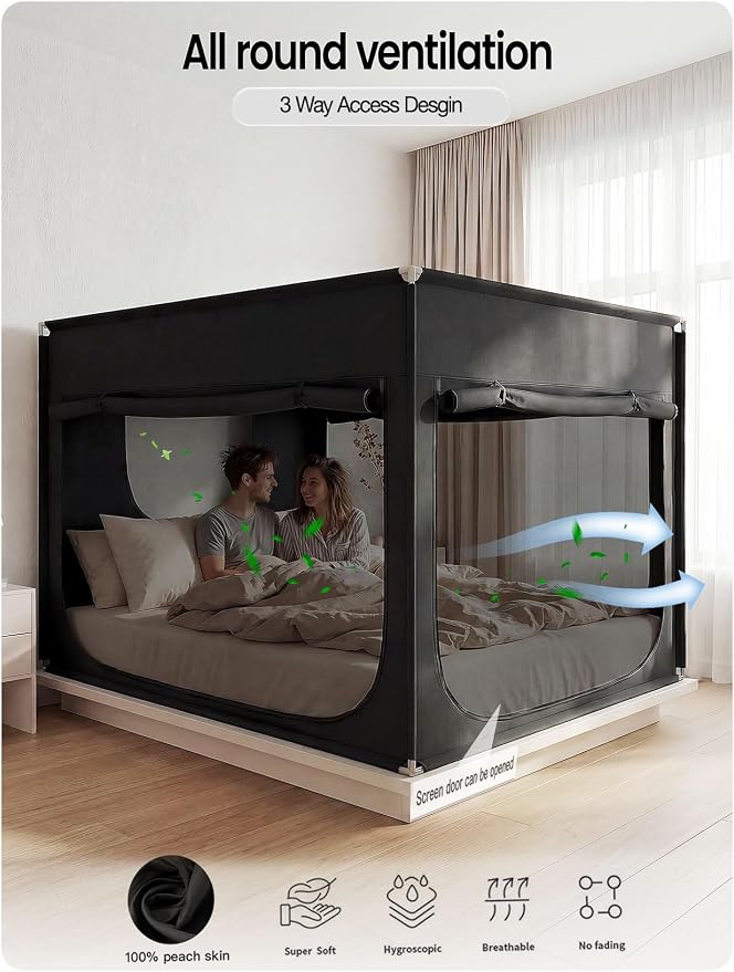ANC POP Portable Bed Tent, Blackout Privacy Canopy with 3 Doors & Breathable Mesh, Large Space for Adults, Indoor Sleeping Shelter for Dorms/Shared Rooms