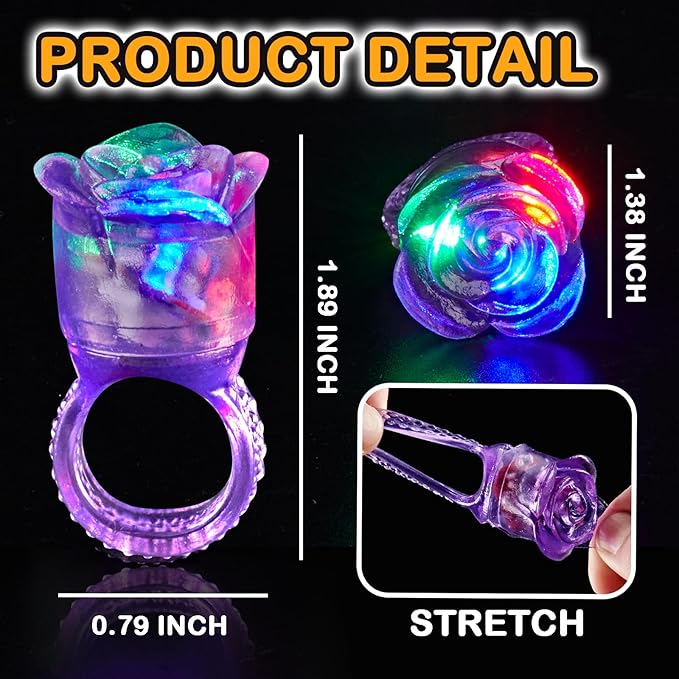 200 PCS Glow Rings Bulk Party Supplies(6 color), Light Up Rings for Kids & Adults, Glow in The Dark Party Favors, Halloween, Rave, LED Jelly Ring for Goodie Bags Stuffers, Glow Jewelry for Boys Girls