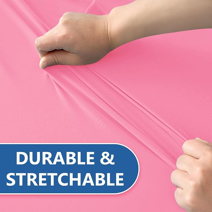 Cocktail Table Covers-Spandex Round High Top Table Cloths 6 Pack 32x43 Inch-Pink Stretch Fitted Bar Tall Tablecloth for Pub Bistro Highboy Party Event Banquet Height Folding Satnding Tables