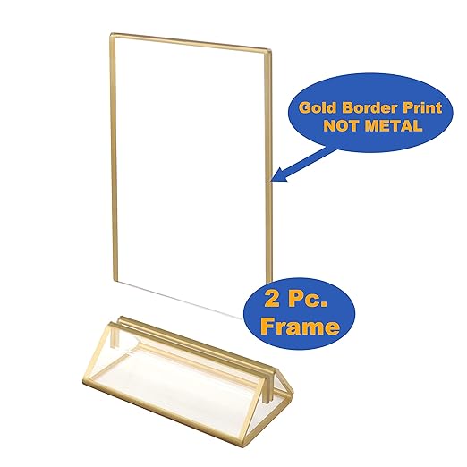 NIUBEE 25Pack 4 x 6 Gold Table Number Holder Clear Frames Sign Holder, Acrylic Double Sided Table Number Stands for Wedding Events