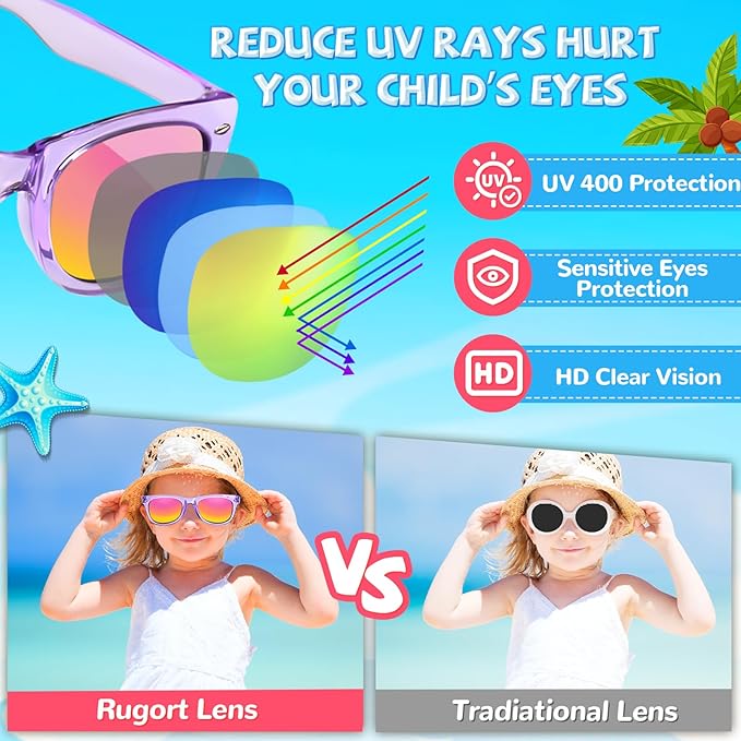 Sunglasses Party Favors for Kids - Girls Sunglasses Age 3-8 with UV 400 Protection, Neon Sunglass Party Favors Bulk for Students Classroom, Valentines Easter, Kids Goodie Bags Stuffers - 12 Packs
