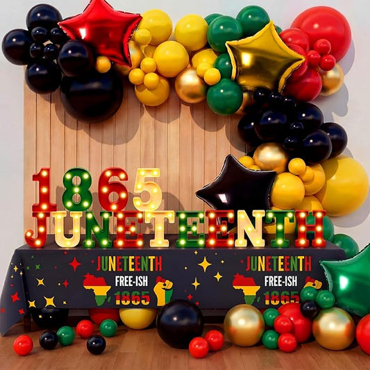 Honoson 14 Pcs Juneteenth Party Decorations 1865 Juneteenth LED Letter Lights Sign Table Decoration for Freedom Day Party African American Festival Celebration