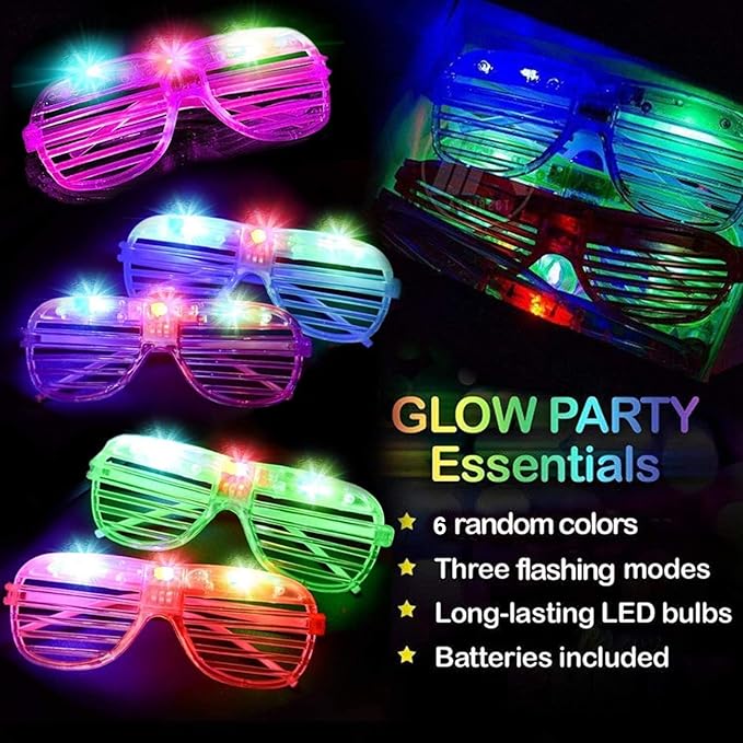 100 Pack Glow Sticks Glasses Bulk Party Pack,Light Up Glasses Bulk,Glow in the Dark Party Supplies Favors,LED Sunglasses,Concert,Neon,Birthday,Patriotic Fiesta Party Favors,Big Event