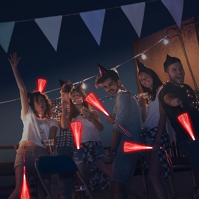 72 Pack Red Fiber Optic Wands Glow Fiber Wands Bulk LED Light Up Wands with 3 Flashing Modes LED Flashing Sticks for July 4th Halloween Christmas Valentine's Day Wedding Birthday