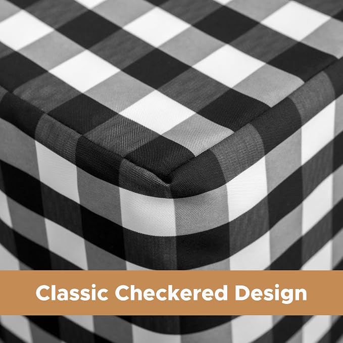 HolidayIdeas Checkered Fitted Table Covers for 8 Foot Tables - 96 x 30 Inch - 2 Pack Rectangle Table Clothes Buffalo Plaid Table Cover for Folding Table, Parties, Picnic, Trade Show (Black and White)