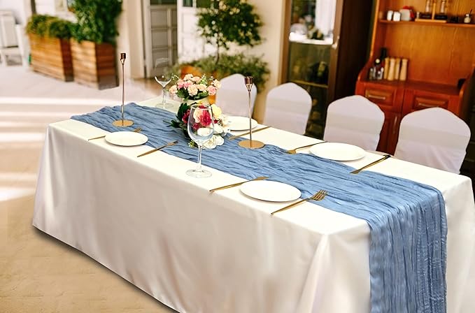 15 Pack Cheesecloth Table Runner 6FT Cheese Cloth Table Runner 35 x72 Inch Boho Table Runners Long Table Cover for Wedding Engagement Birthday Party Bridal Baby Shower Picninc Table Decor(Dusty Blue)