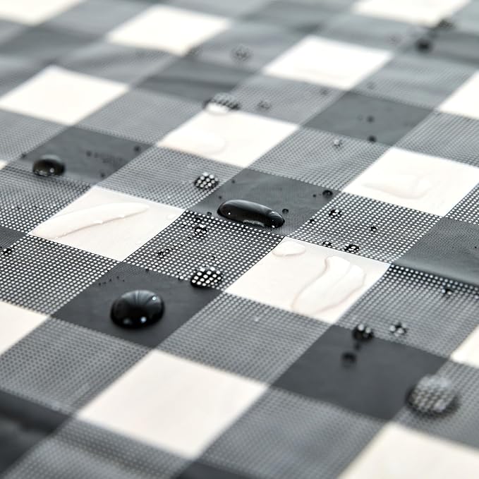 Plastic Tablecloth Roll – 54" x 100' Plastic Tablecloths for Parties Disposable with Cutter Box - Cut to Size Disposable Tablecloth for Rectangle & Round (Gingham-Black)