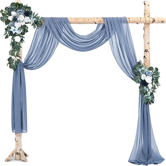 Wedding Arch Draping Fabric,1 Panel 28" x18ft Dusty Blue Wedding Arch Drapes for Ceremony Sheer Chiffon Fabric Drapes Arbor Drapery Decorations for Reception Party