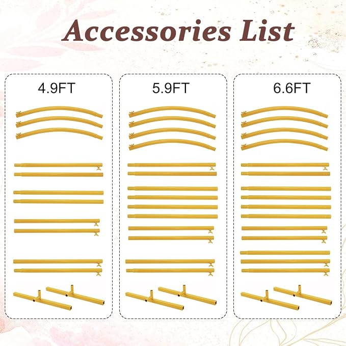 Vincidern Metal Wedding Arch Backdrop Stand Set of 3, Party Arch Stand, Balloon Arch Backdrop for Wedding, Baby Shower, Birthday Party, Bridal Shower, Graduation Decor, Gold (6.6FT, 5.9FT, 4.9FT)