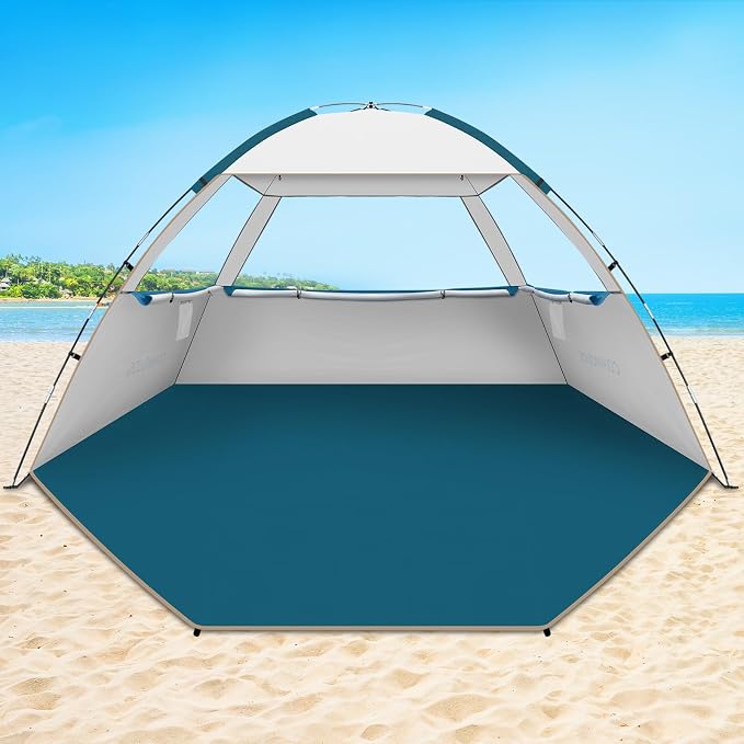 COMMOUDS Beach Tent Sun Shelter for 3/4/6/8 Person, UPF 50+ UV Protection Beach Shade Canopy Tent, Lightweight, Easy Set Up and Carry