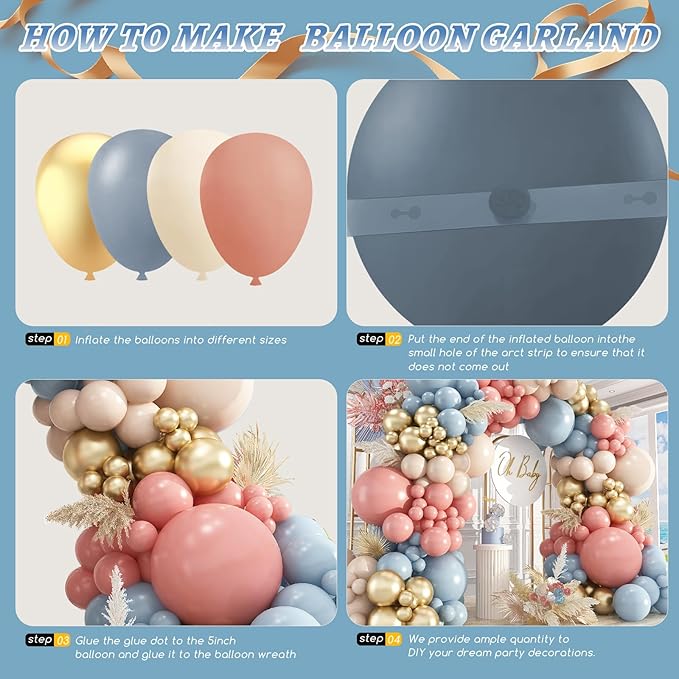Gender Reveal Balloon Garland Arch Kit,412pcs Pink and Blue balloons 18 12 10 5 Inch for Gender Reveal Decorations Birthday Baby Shower Wedding Bridal