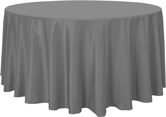 sancua Round Tablecloth - 108 Inch - Water Resistant Spill Proof Washable Polyester Table Cloth Decorative Fabric Table Cover for Dining Tables, Buffet Parties and Camping, Light Grey