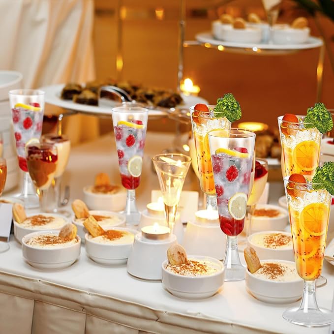 SUREHOME Plastic Champagne Flutes 40 Pack Disposable Champagne Glasses 5oz Clear Plastic Mimosa Glasses Wedding Cocktail Cups Bulk for New Years Eve Party Supplies 2026 Engagement Birthday Decorations