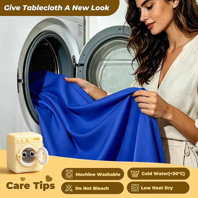 Royal Blue Polyester Table Cloths for Rectangle 4 Foot Tables, 1 Pack Wrinkle Free Tablecloths Stretchy Banquet Ruffle Fitted Table Cover Desk Skirt for Parties Wedding Birthday Baby Shower