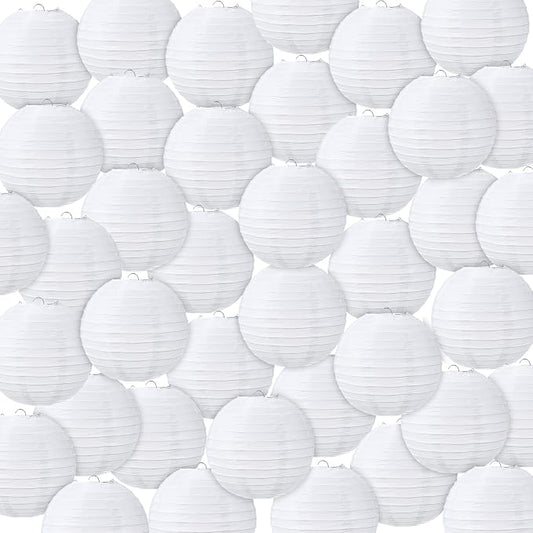 Treela 72 Pack White Chinese Japanese Paper Lanterns Decorative Hanging Round Paper Lantern Lamps for Wedding Birthday Party Decorations (8 Inch)