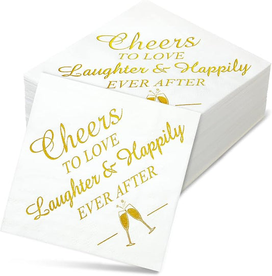 200 Pcs Wedding Napkins for Reception Disposable Bridal Shower Napkins Gold Foil Wedding Decorations Mr and Mrs Napkins for Engagement Party Decoration Cocktail Beverage Dessert (Delicate Styles)