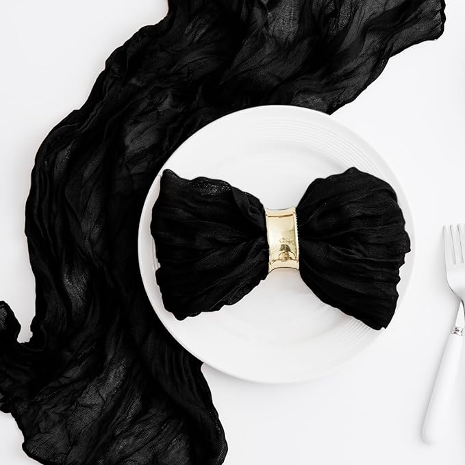 60 Pack Black Cheesecloth Napkins Washable 21x21 Inches Black Cloth Napkins Set of 60 Dinner Table Napkins for Wedding Rustic Boho Cotton Gauze Summer Bridal Baby Shower Party Table Decor