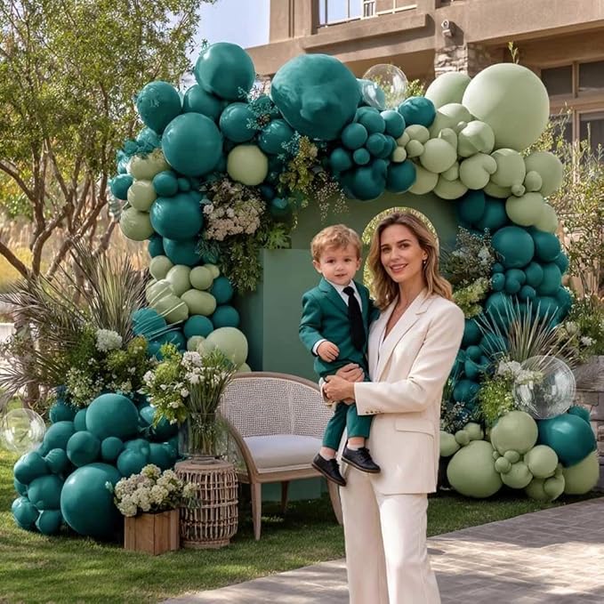 Teal Balloon Garland Arch Kit Double Stuffed, Dark Turquoise Teal-Green Aqua Balloon Different Sizes 18/12/5 Inch for Baby Shower Birthday Wedding Winter New Year Party Decoration
