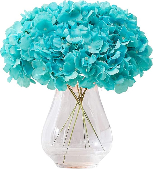 Artificial Hydrangea Flowers Tiffany Heads 10 Fake Hydrangea Silk Flowers for Wedding Centerpieces Bouquets DIY Floral Decor Home Decoration with Stems