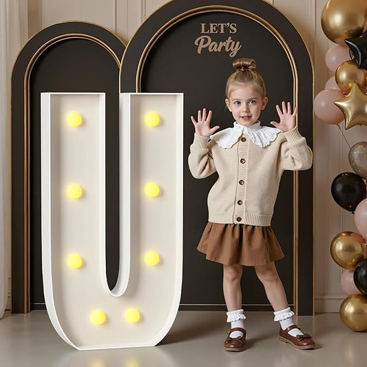 Marquee Letters 3 Feet Tall, 3FT Large Light up Letters U, Big Sign U with Warm White Light for Birthday Wedding Proposal Engagement Graduation Party Backdrop Decorations