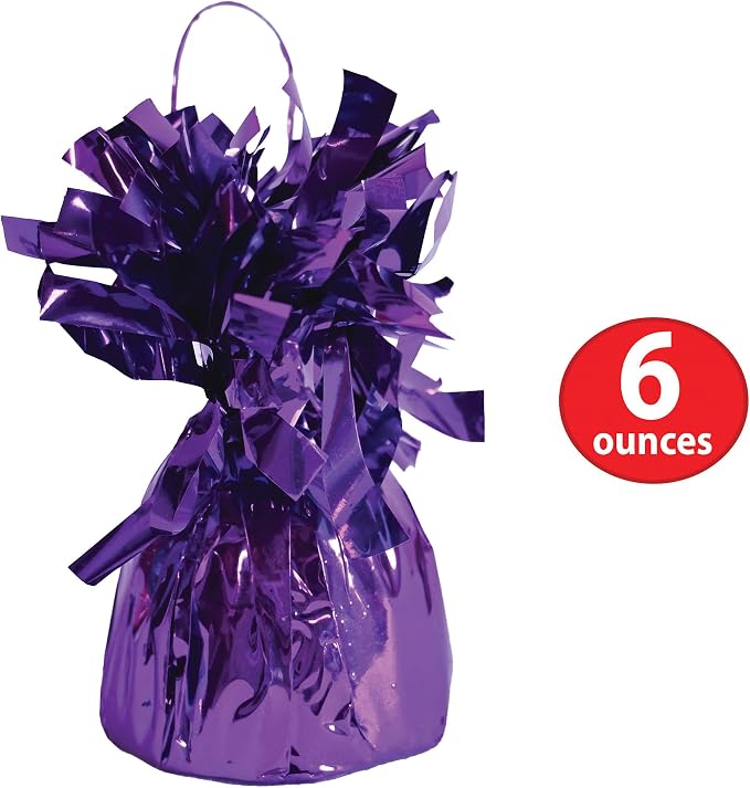 Beistle Metallic Wrapped Balloon Weight – 12 Pack, Purple Balloon Centerpiece Bouquet Holders, Party Decoration Accessories for Birthdays, Weddings, Graduations, and Retirement Celebrations, 6 Oz