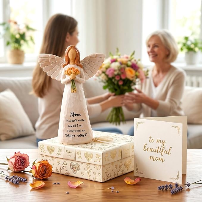 Kohehe Gifts for Mom, Meaningful Mom Birthday Gifts, 5.5" Handmade Angel Figurine, Moms Gift for Birthday, Mothers Day, Valentines Day, Christmas
