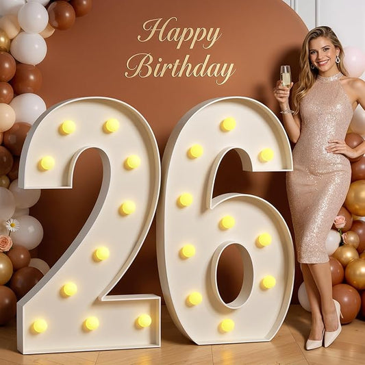 Tongjoy 4FT Marquee Numbers 26, Light up Numbers for 26 Birthday Decoration, Large Light Up for 26 Years Old, Anniversary Party Decor Birthday, Happy 26th Birthday Decorations