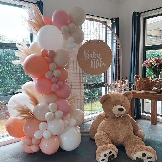 Pink and White Balloon Arch, Light Pastel Pink Pearl White Sand Balloon Garland Kit, Matte Latex Balloons Different Sizes for Bridal Shower Gender Reveal Birthday Wedding Engagement Party Decor