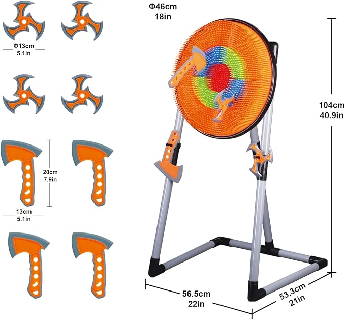 Contixo TS1 Axe Throwing Bristle Target Set for Kids, 2-in-1 Board Family Carnival Party Fun Toy with 4 Foam Axes, 4 Triangle Darts for Boys & Girls Gift Family Indoor Outdoor Backyard Game Foldable