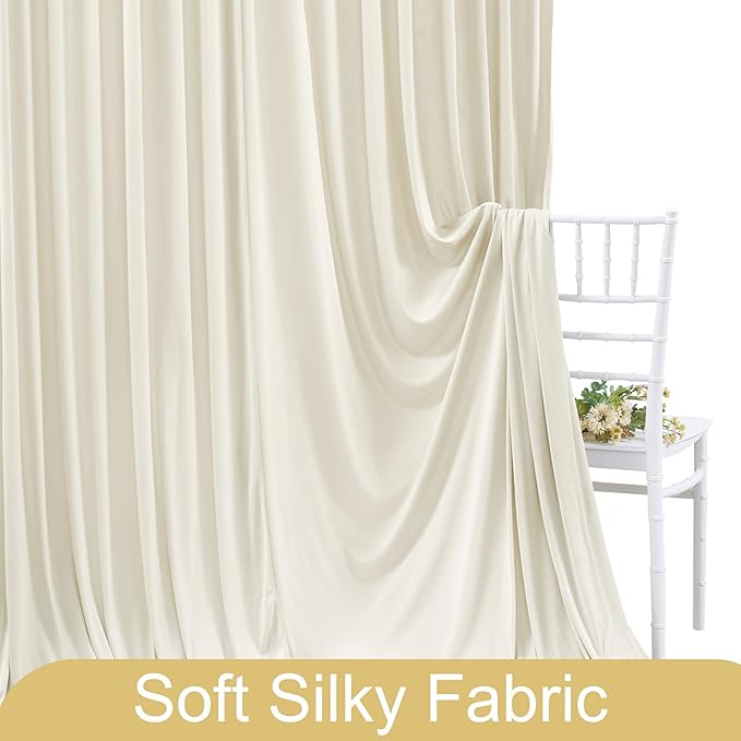4 Panels Beige Backdrop Curtain for Wedding Parties Wrinkle Free Beige Photo Curtains Backdrop Drapes Fabric Decoration for Baby Shower Photoshoot 20ft(W) x 10ft(H)