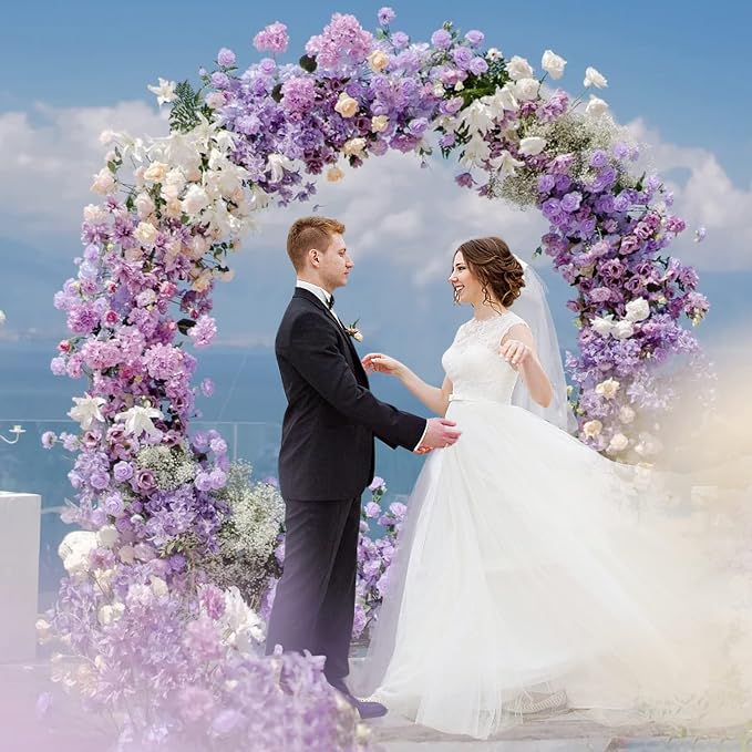 Wokceer Wedding Arch Round Backdrop Stand 7.2FT Circle Balloon Arch Frame Circle Backdrop Stand Gold Round Arch for Wedding Birthday Party Bridal Shower Anniversary Event Ceremony Decoration