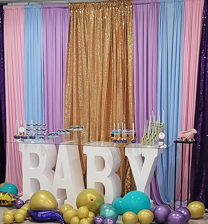 Poise3EHome Gold Sequin Backdrop,8FT x 8FT Sequin Photography Backdrop Curtain for Party Decoration