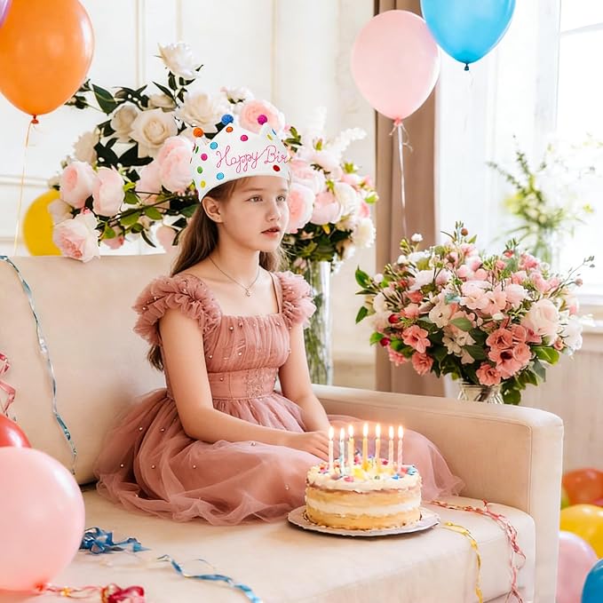 Personalized Hand Embroidered Birthday Hats Unique Happy Birthday Crowns Cute Party Hat for Boy Girl Fit All Ages