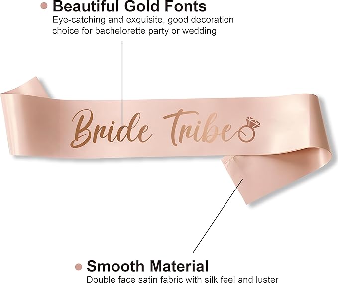 PartyGifts&beyond Bachelorette Party Favors Bride To Be Sash and Veil Set Bachelorette Sashes Bridal Shower Gifts Bride Tribe Sash (11 Sets)