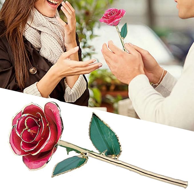 Ejoyous Mothers Day Rose Gift for Mom, 24K Gold Dipped Rose Real Golden Plated Forever Preserved Rose Flower with Crystal Stand for Valentine's Day, Christmas, Birthday,