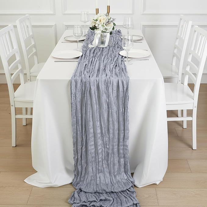 8 Pack Grey Cheesecloth Table Runner 120 Inch 10FT Gauze Cheese Cloth for Baby Shower, Wedding Decoration, Graduation Decoration, Birthday Party