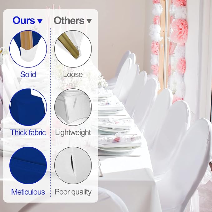 EMART Royal Blue Chair Covers 20 Pcs Spandex Stretch Universal Standard Seat Slipcovers Fitted for Wedding Bulk, Party, Banquet and Holidays Celebration