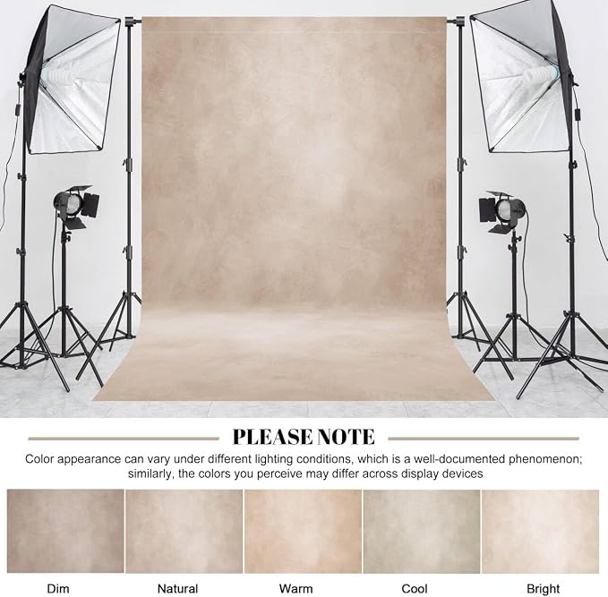 Abstract Professional Photography Backdrop for Portrait Photo Props Booth Background Photoshoot Studio with Polyester Fabric Roller Pocket on Top (6x8ft, Beige,No Stand)