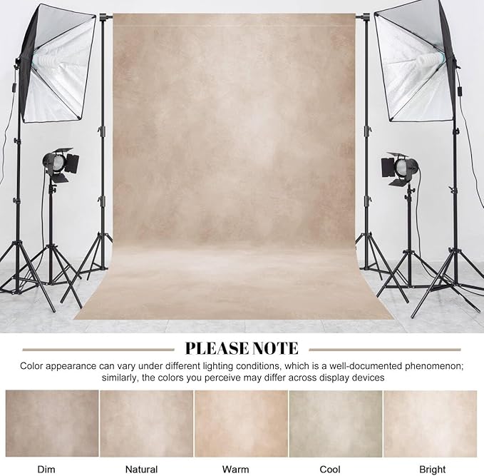 Abstract Professional Photography Backdrop for Portrait Photo Props Booth Background Photoshoot Studio with Polyester Fabric Roller Pocket on Top (8x12ft, Beige,No Stand)