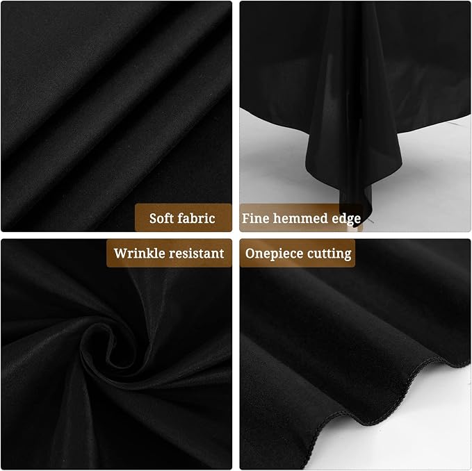 Pesonlook 6 Pack Black Square Tablecloth, 52x52Inch Polyester Table Cover, Washable for Buffet/Wedding/Party