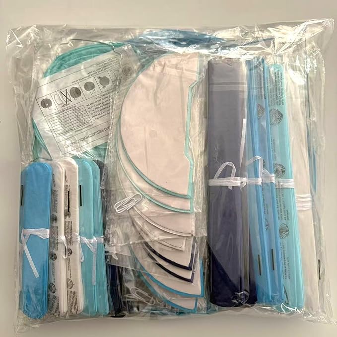 WOLHOWLTD Blue White Paper Decoration Set - 42 Pcs Paper Lanterns, Pompoms, Honeycomb for Wedding,Gender Reveal,School Day,Ocean Theme,Birthday Party,Home Garden Decoration(Blue White)