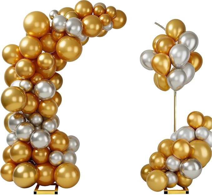 Balloon Arch Stand Set of 2, Wedding Arched Backdrop Stand with Base, Metal Half Arch Balloon Stand, Floral Arch for Birthday, Anniversary, Bridal and Baby Shower (7.9FT&6.7FT)