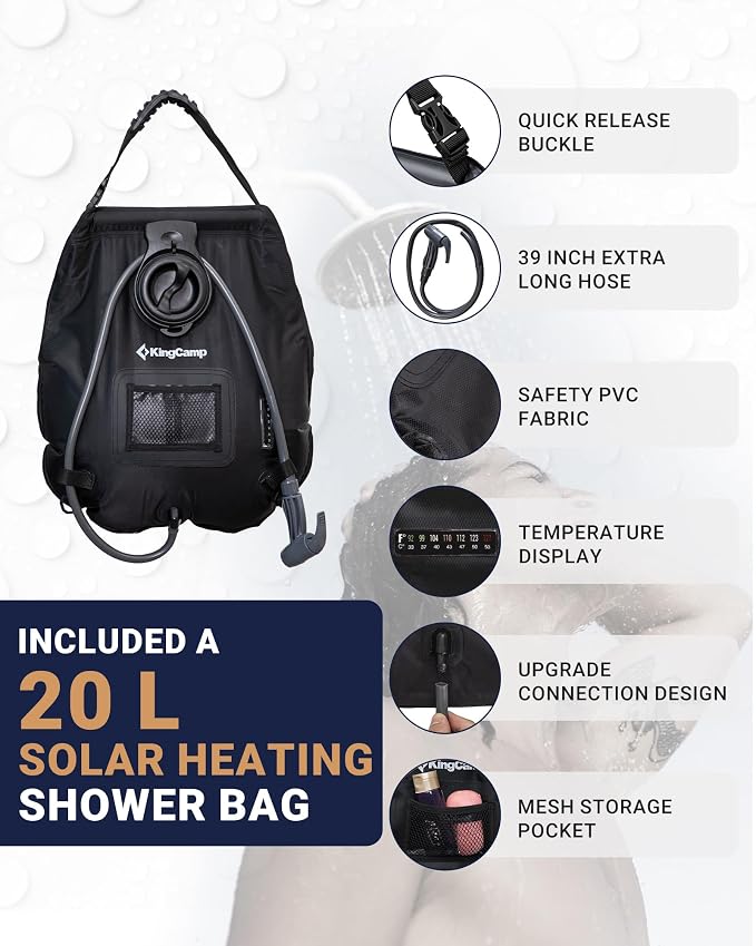 KingCamp Camping Shower Tent, Portable Outdoor Privacy Toilet & Changing Tent Windproof & Waterproof Easy Setup Shelter with Shower Bag for Camping Hiking Beach