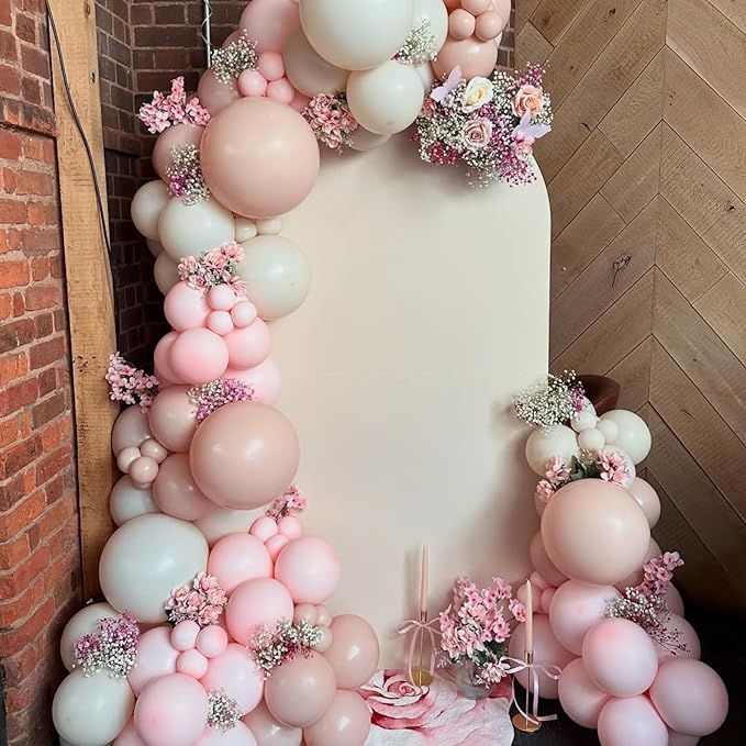 Pink and White Balloon Arch, Light Pastel Pink Pearl White Sand Balloon Garland Kit, Matte Latex Balloons Different Sizes for Bridal Shower Gender Reveal Birthday Wedding Engagement Party Decor