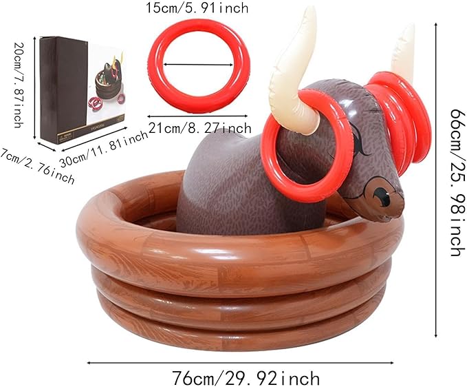 Inflatable Water Bull Cooler Beverage Serving Container Party Supplies Rings Toss Toy Ice Holder Ice Bucket for Outdoor Beach